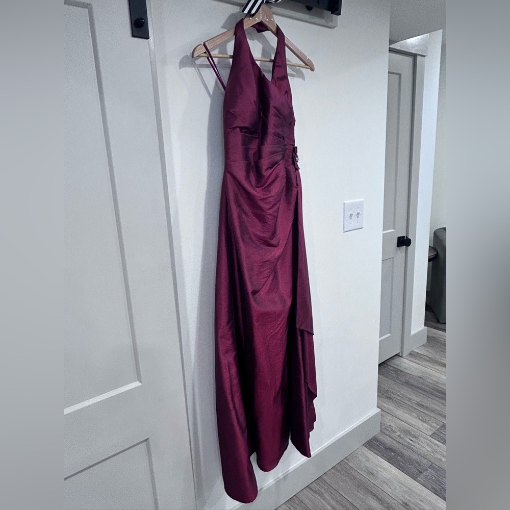 Alexia Designs bridesmaids dress size 8 dark deep red halter prom formal long